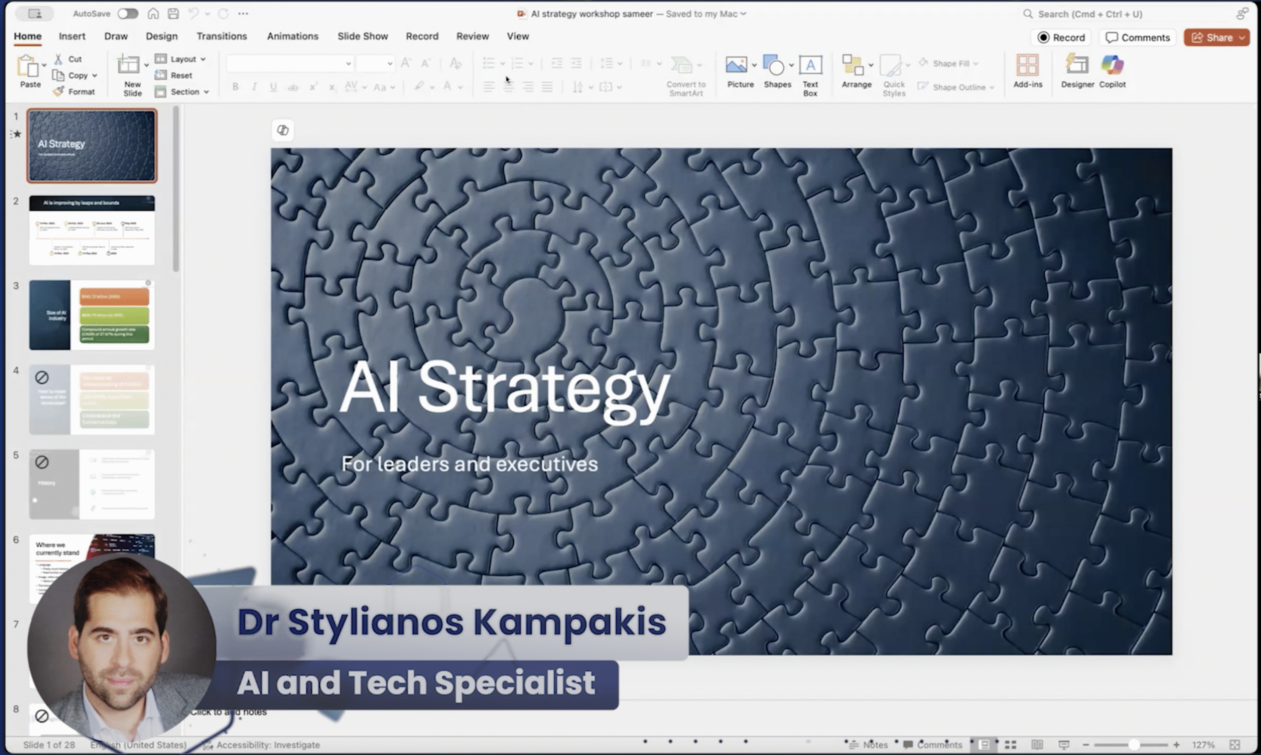 AI Strategy expert Stylianos Kampakis peaking at the May 2025 online one networking event