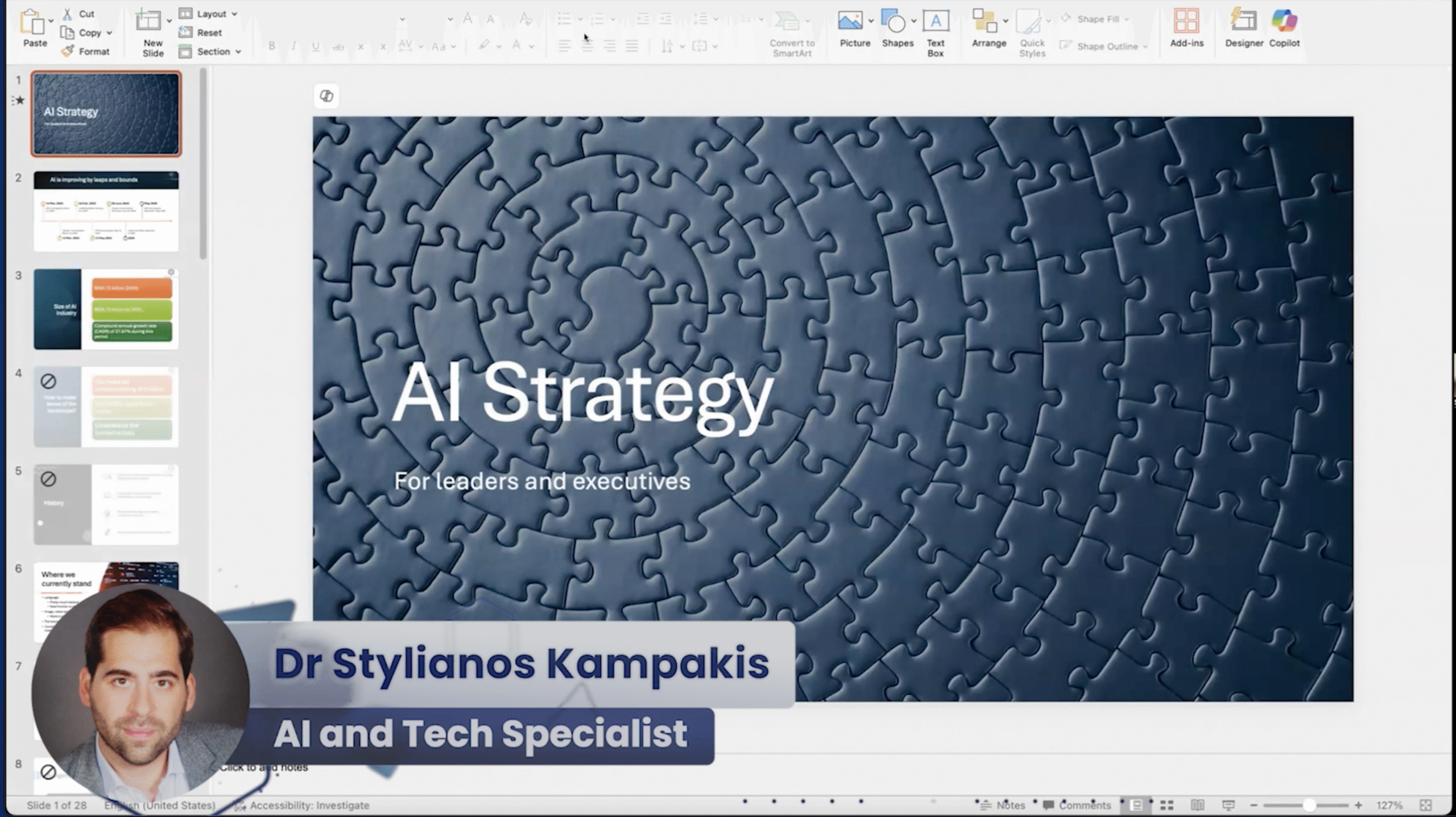 AI Strategy expert Stylianos Kampakis peaking at the May 2025 online one networking event